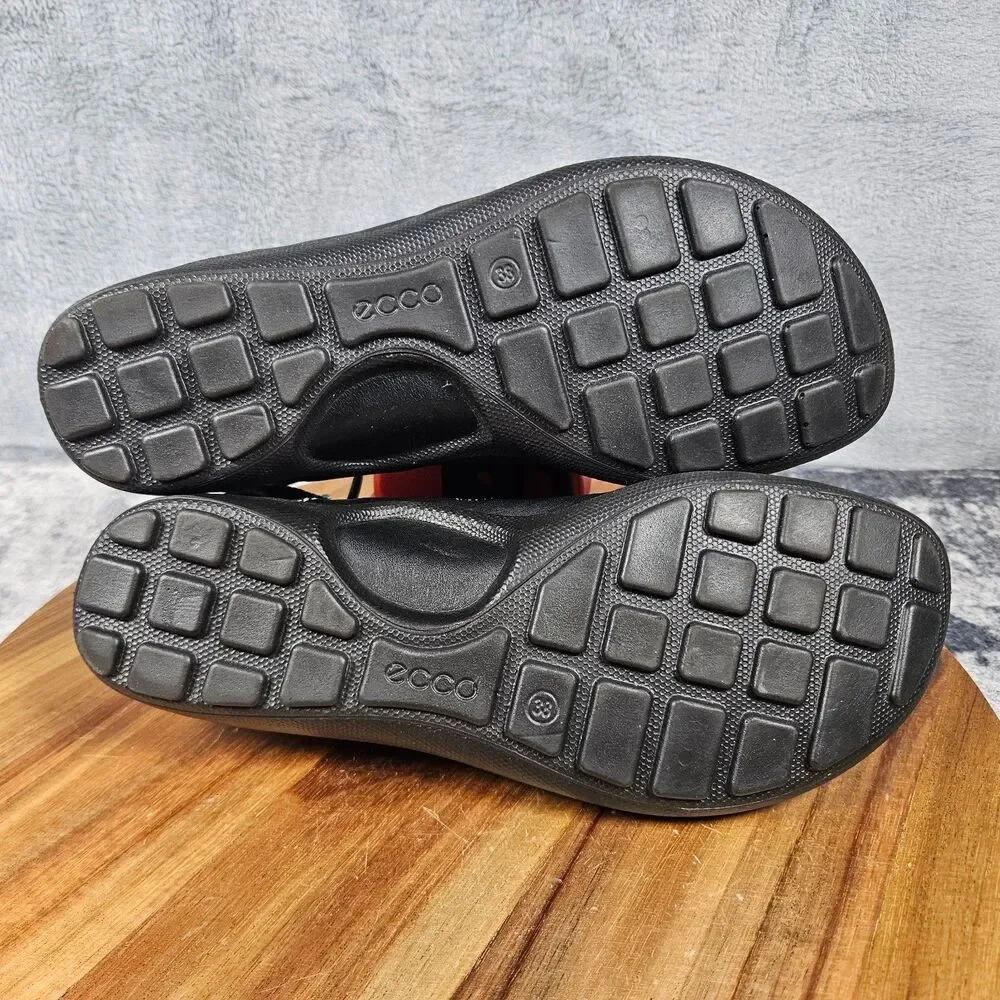 ECCO Jab Toggle Gladiator Sandals Women 38 US 7.5 Black Leather Bungee Fisherman
